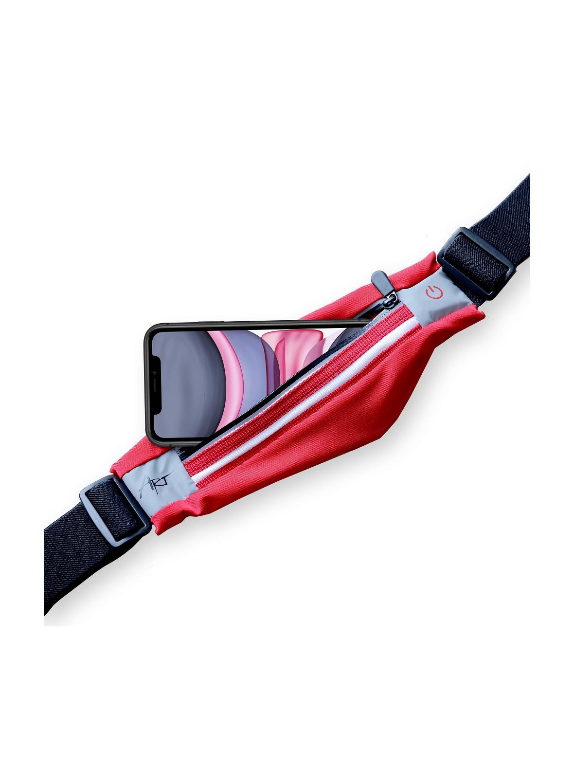 ART pas sportowy z kieszenią podświetlany APS-01R czerwony