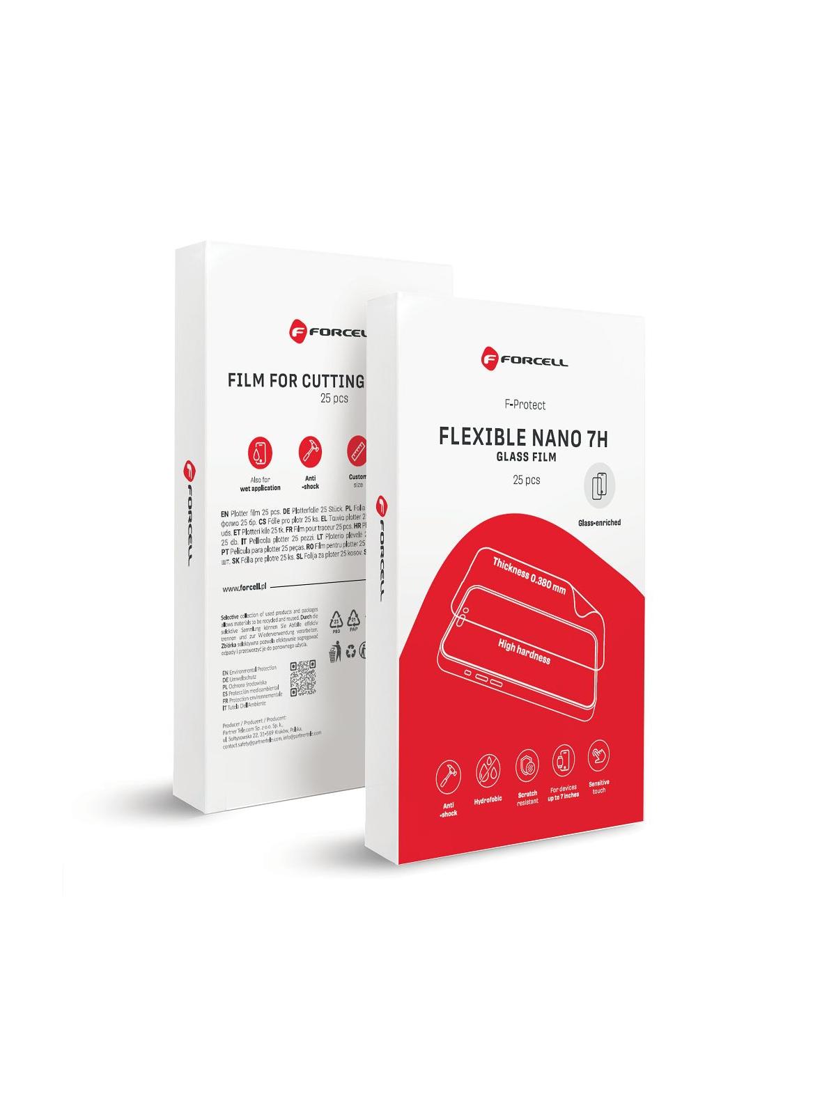 Folia hybrydowa nano glass do cięcia do plotera Forcell F-Protect Flexible NANO 7H 196 x 125 mm 25 sztuk