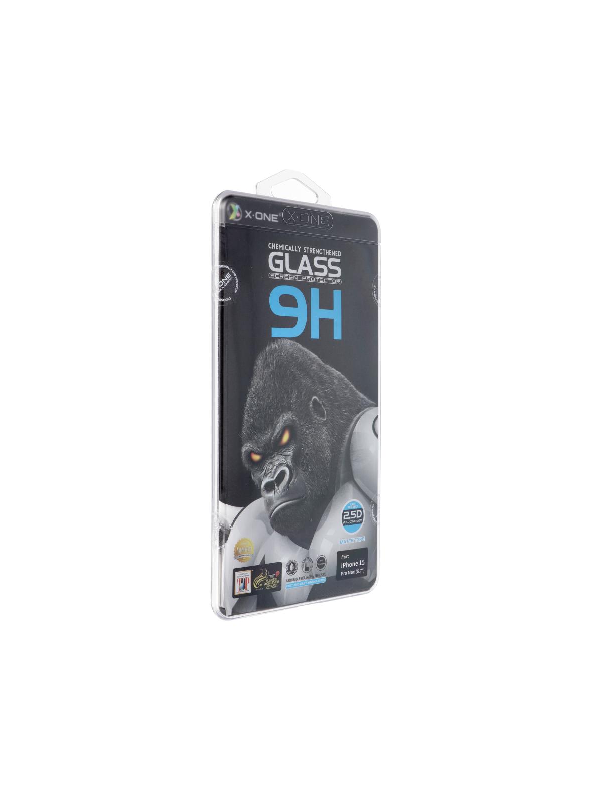 Szkło hartowane X-ONE Full Cover Extra Strong Matowe - do iPhone 15 Pro Max (full glue) czarny
