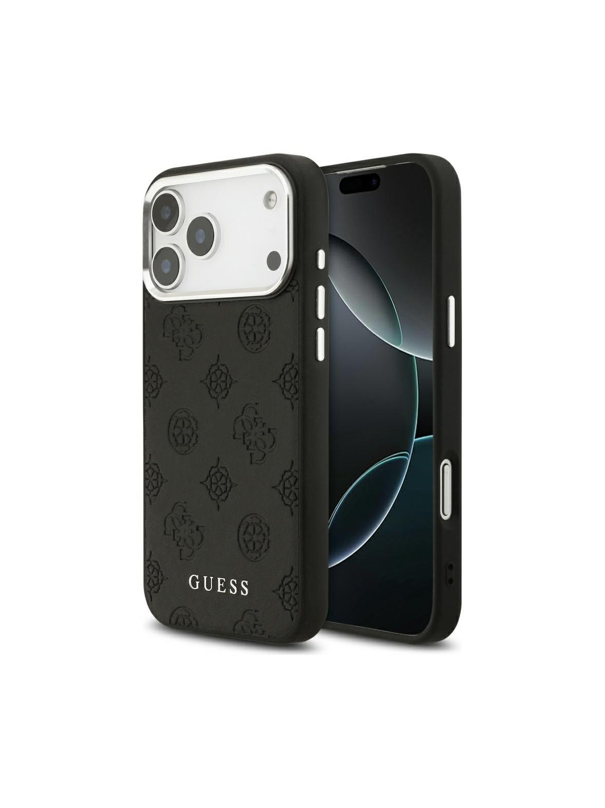 GUESS futerał do IPHONE 17 Pro Max kompatybilny z MagSafe GUHMP17XPSPOSSSK (PU W/ Peony Hot Stamp Script) czarny