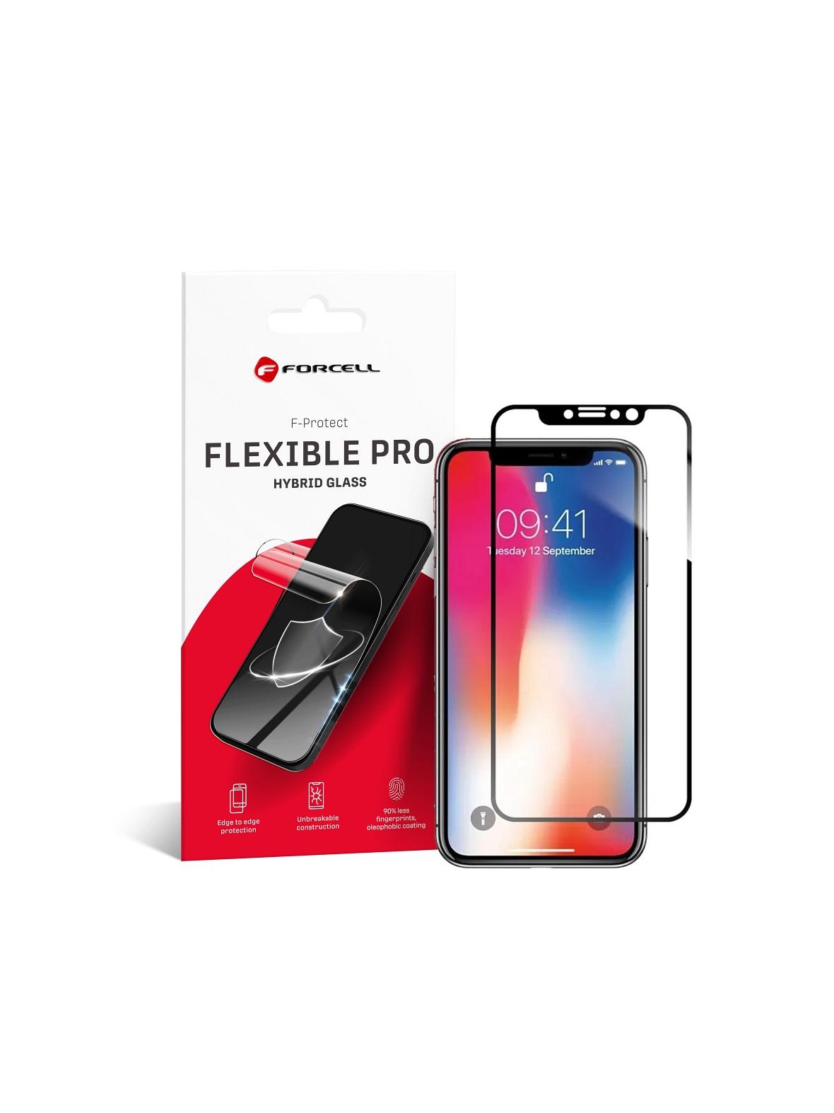 Szkło hybrydowe do iPhone X /XS Forcell Flexible 5D czarne