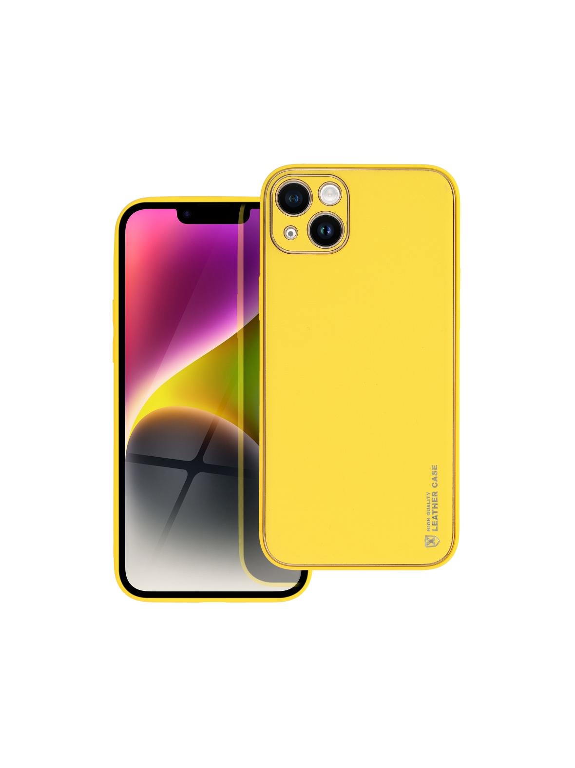 Futerał LEATHER CASE skórzany do IPHONE 14 Plus żółty