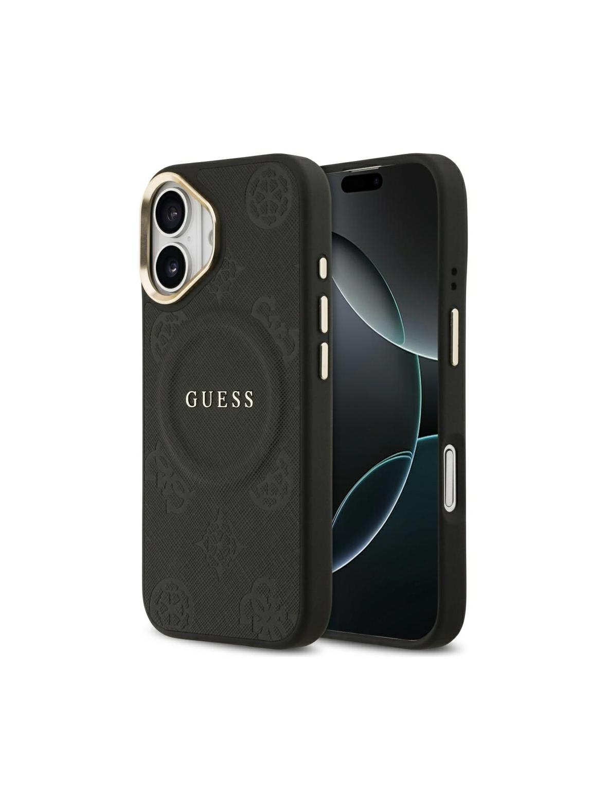 GUESS futerał do IPHONE 17 kompatybilny z MagSafe GUHMP17SPSAMSECK (PU W/ Peony Hot Stamp) czarny