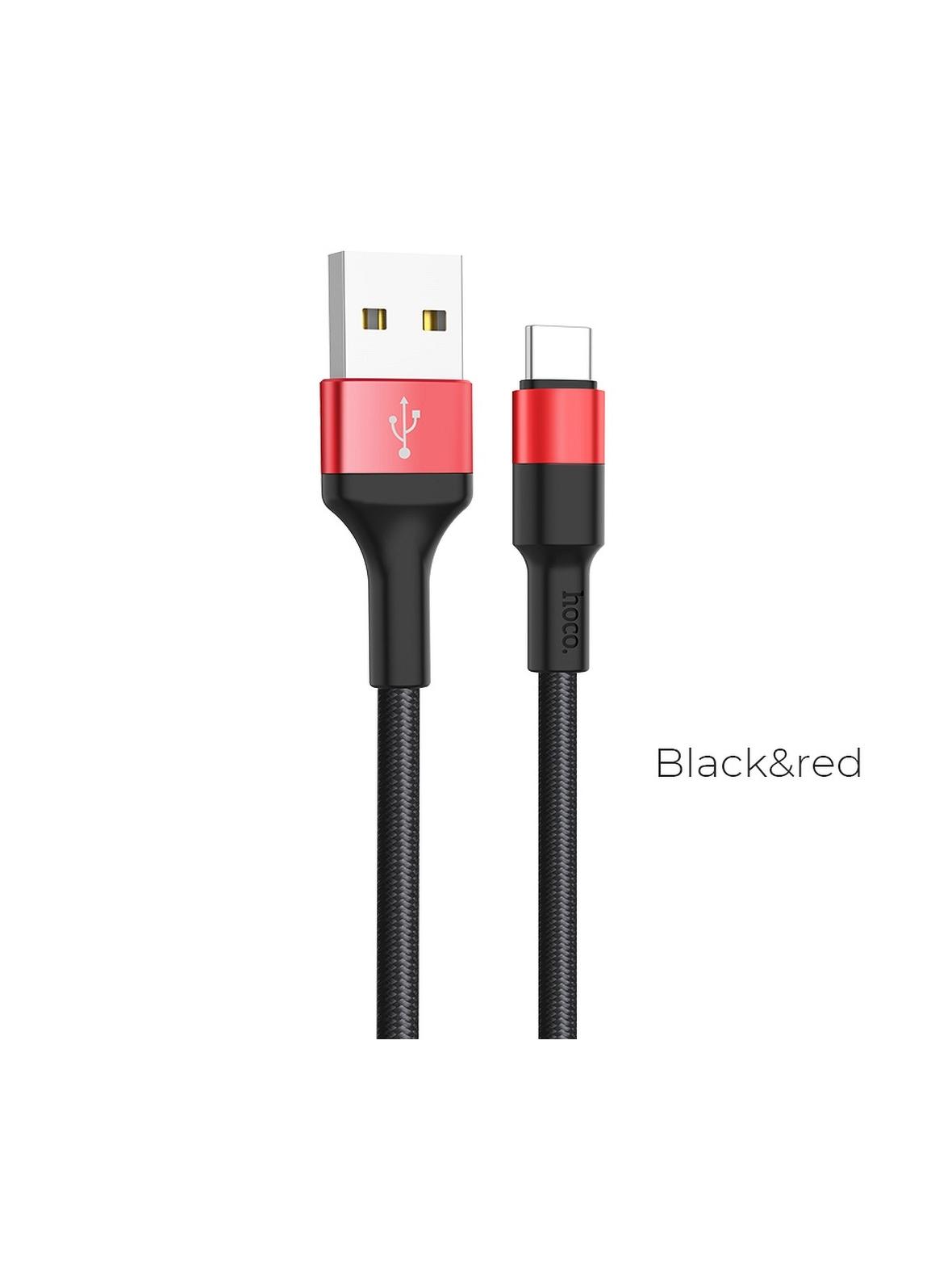 Kabel USB A do USB C Hoco 2A 1 m X26 czarno czerwony