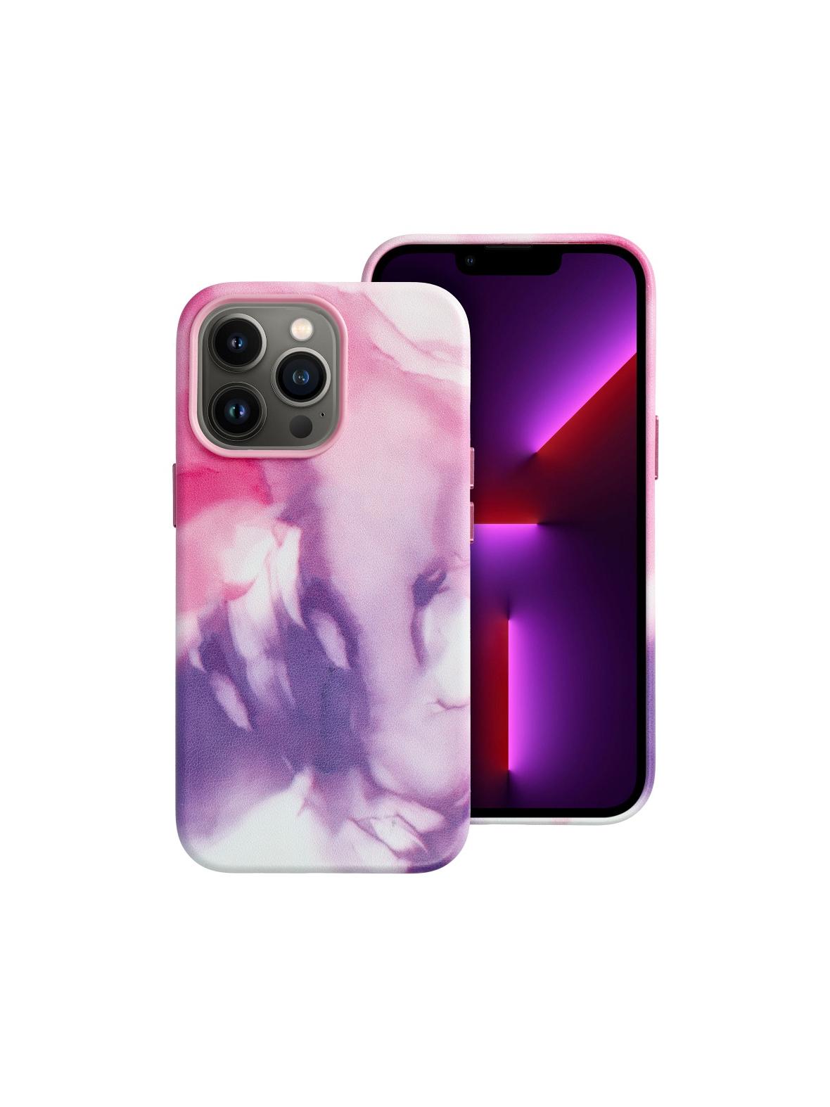 Futerał LEATHER MAG COVER kompatybilny z MagSafe do IPHONE 13 Pro purple splash