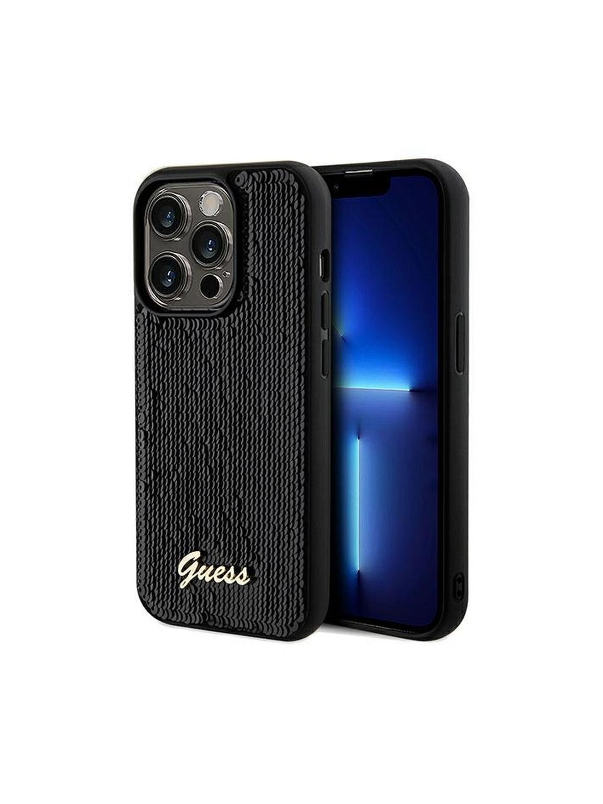 GUESS futerał do IPHONE 14 Pro GUHCP14LPSFDGSK (Sequin Script Metal) czarny