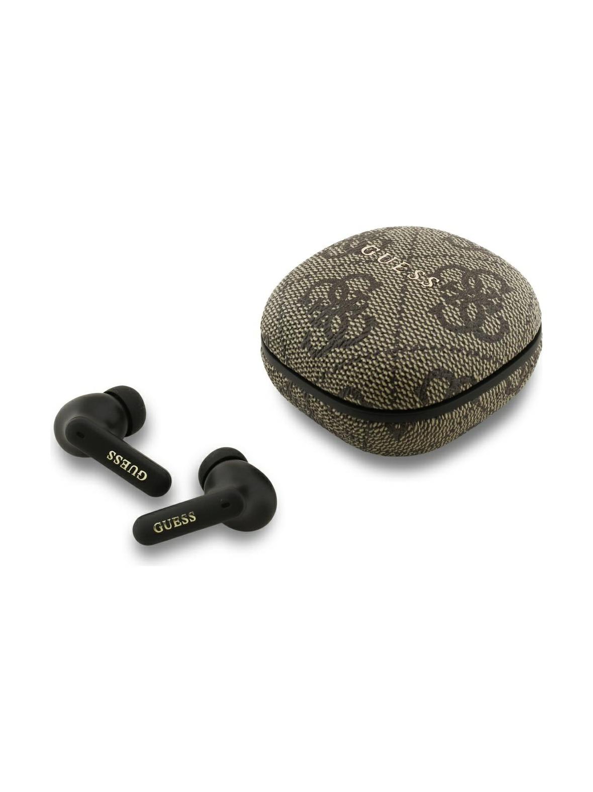 Słuchawki bezprzewodowe douszne Guess TWS ENC 4G Classic Metal Logo brązowe