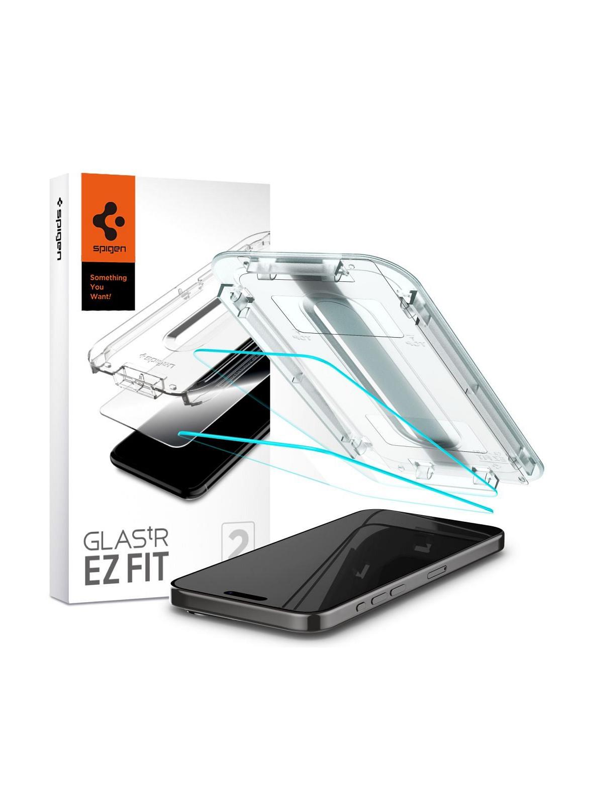 SPIGEN szkło hartowane GLAS.TR"EZ FIT" 2-pack do IPHONE 15 Pro Max transparent