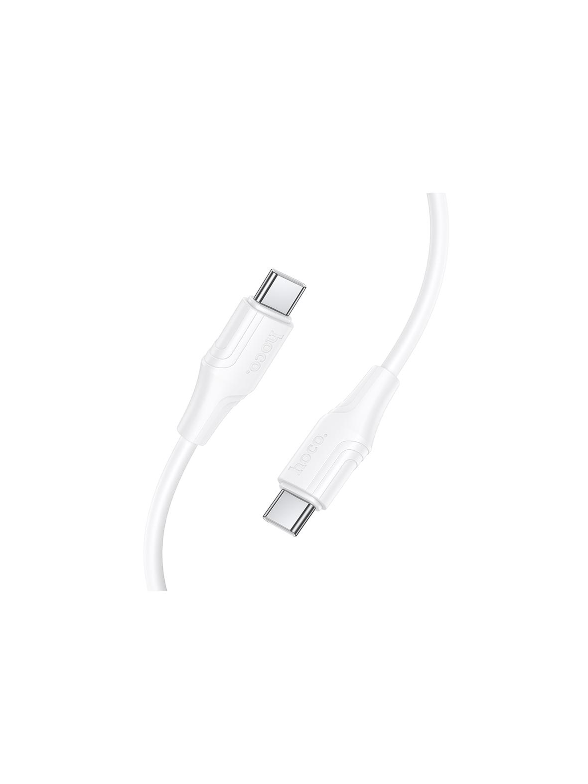 Kabel USB C do USB C Hoco 3A 60W silikonowy 1 m X124 biały