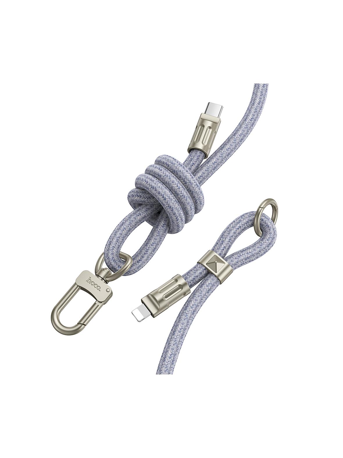 Kabel USB C do Lightning Hoco PD 20W w formie smyczki 1,8 m GH7 niebieski