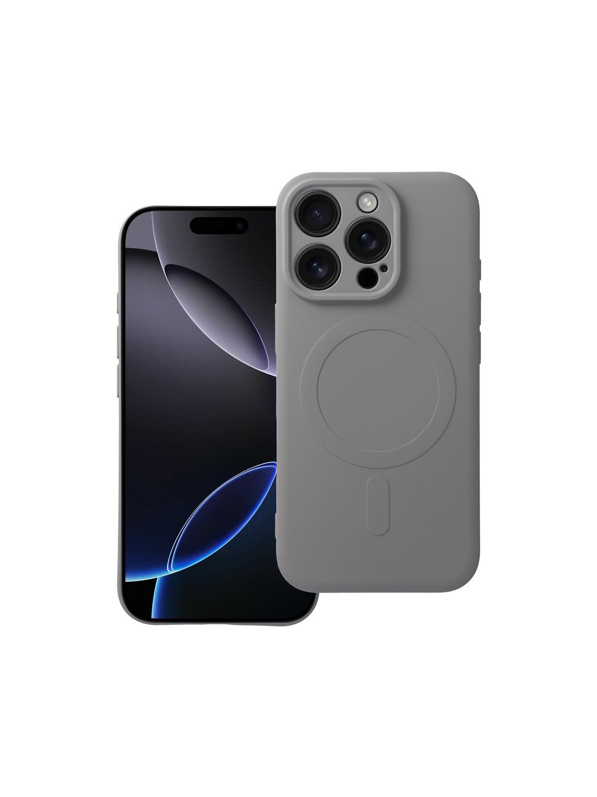 Futerał SILICONE MAG COVER kompatybilny z MagSafe do IPHONE 16 Pro tytanowy szary