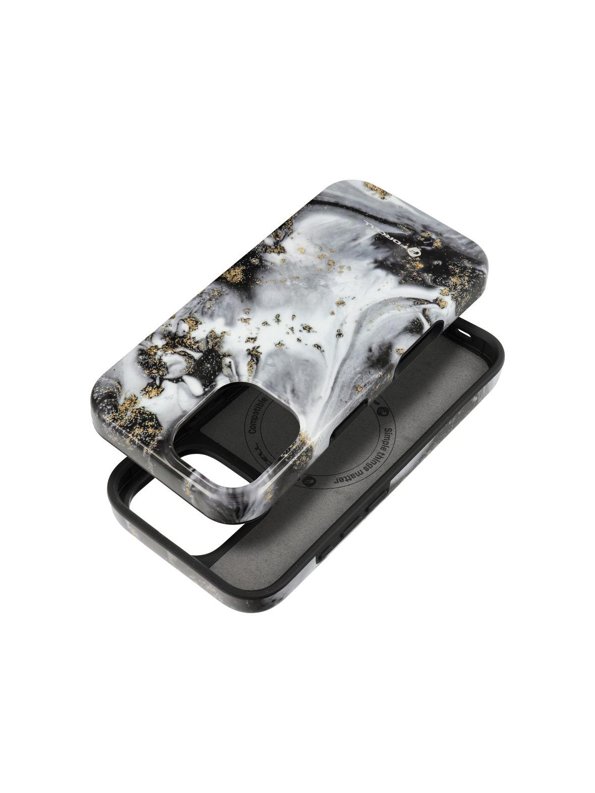 Etui na iPhone 16 Forcell F-Protect Mirage zgodny z MagSafe Military Drop-Test silver fog