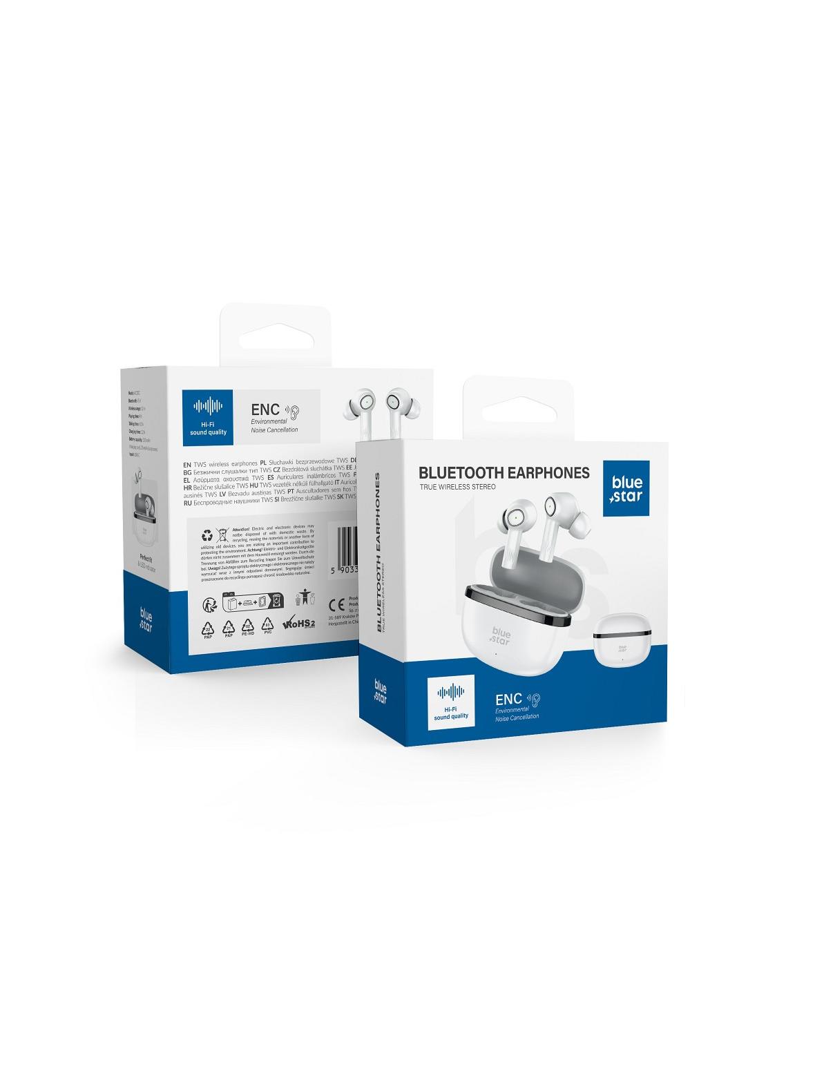 Słuchawki bezprzewodowe douszne Blue Star AC20C TWS ENC białe