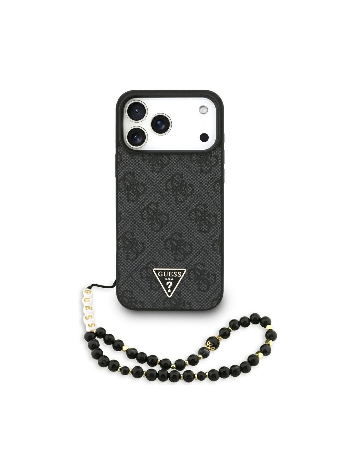 GUESS futerał do IPHONE 17 Pro Max kompatybilny z MagSafe GUHMP17XP4TSDPPSK (4G PU W/ Strap Triangle Logo) czarny