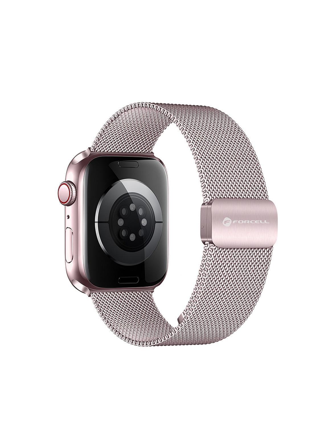 Pasek do Apple Watch Forcell F-Design FA14 magnetyczny stal 42 / 44 / 45 / 49 mm różowy