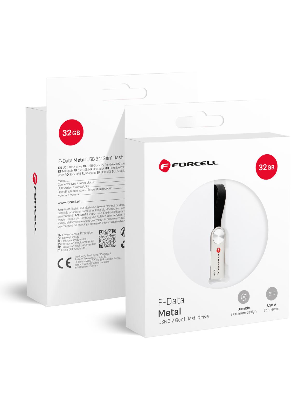 Pendrive 32GB USB 3.2 Gen 1 (USB A) Forcell F-Data Metal srebrny