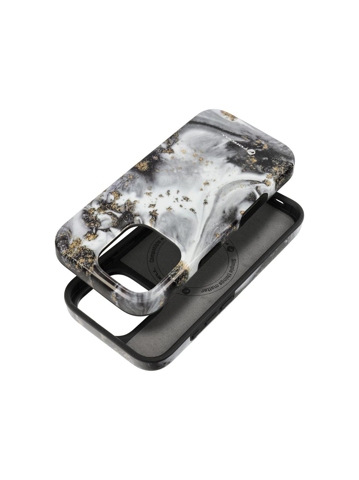 Etui na iPhone 15 PLUS Forcell F-Protect Mirage zgodny z MagSafe Military Drop-Test silver fog