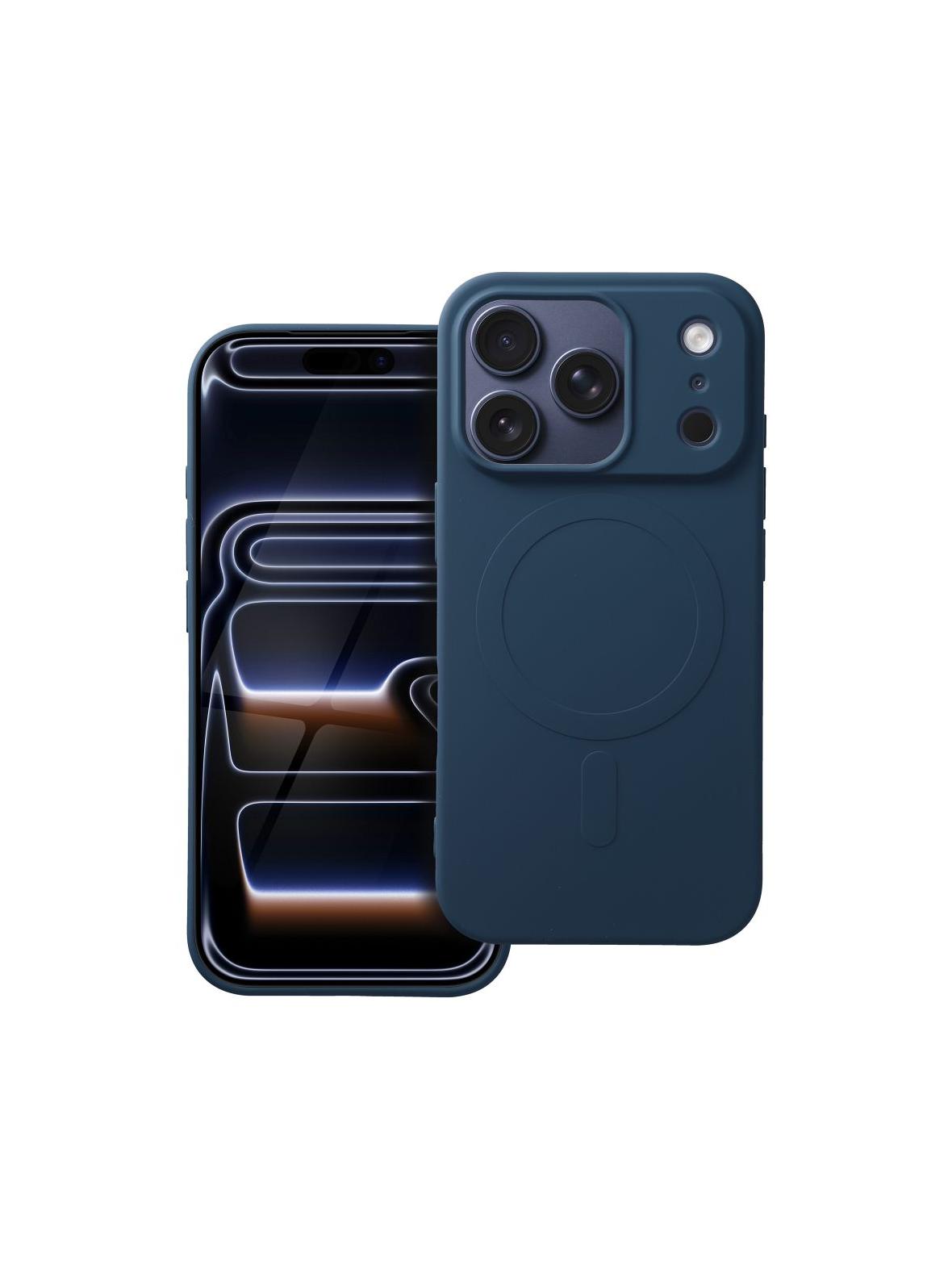 Futerał SILICONE MAG COVER (big hole) kompatybilny z MagSafe do IPHONE 17 Pro niebieski