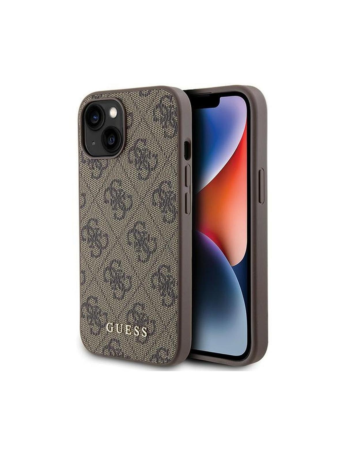 GUESS futerał do IPHONE 15 GUHCP15SG4GFBR (4G Metal Logo) brązowy