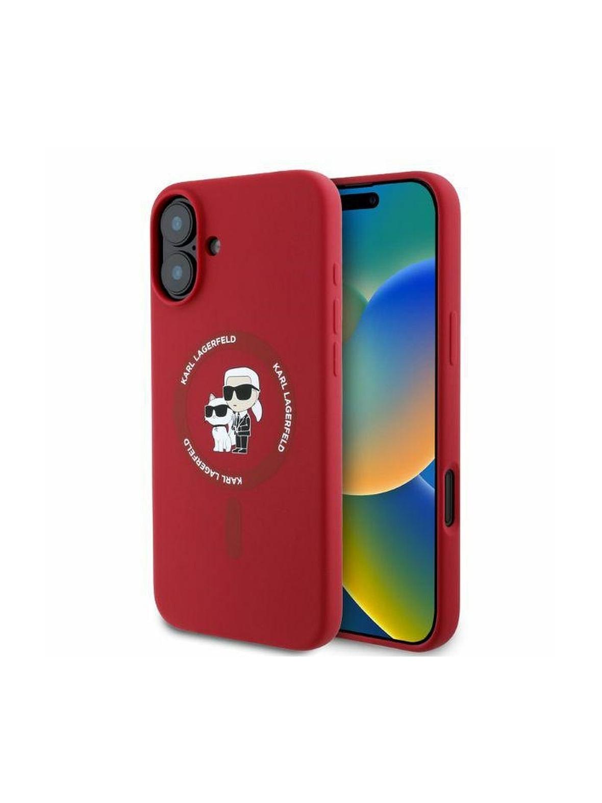 KARL LAGERFELD futerał do IPHONE 16 kompatybilny z MagSafe KLHMP16SSCMKCRHR (Silicone KC Body Ring) czerwony