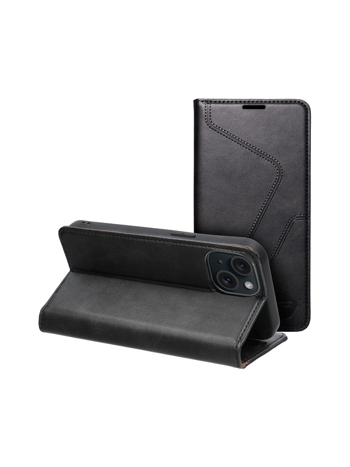 Pokrowiec na iPhone 15 Forcell F-Protect RFID Blocker Book czarny