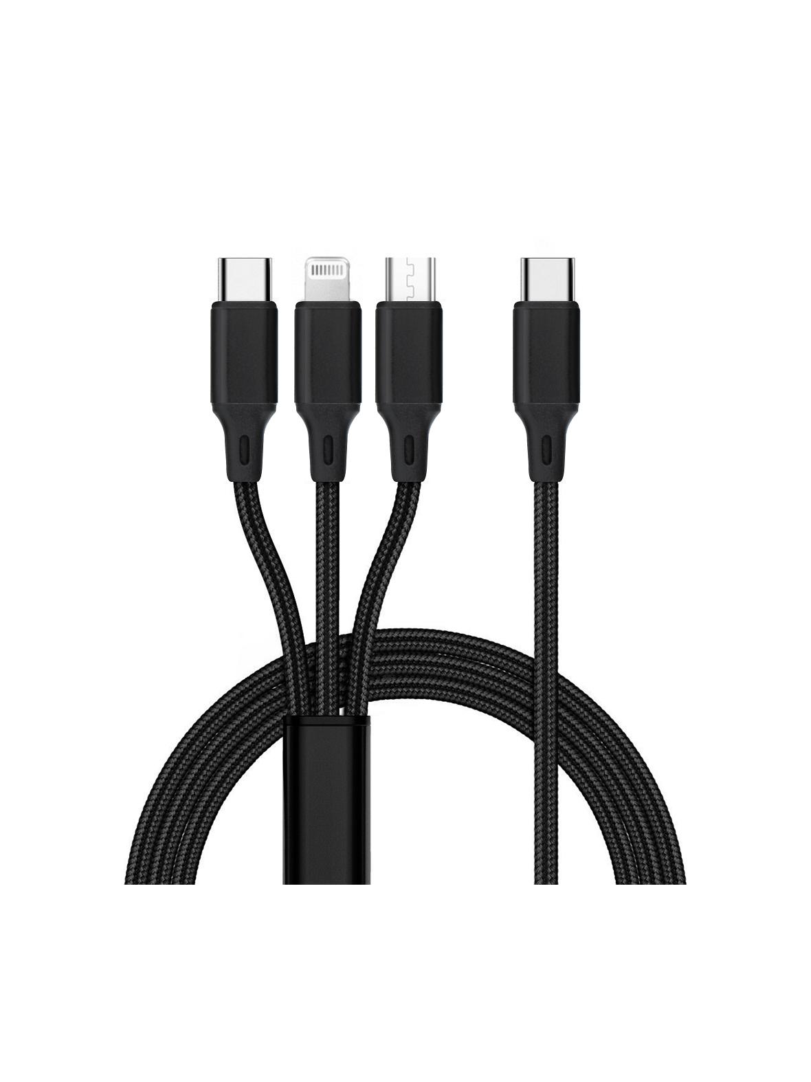 Kabel 3w1 Typ C do Lightning / Typ C / Micro USB 2,4A C171 1,2 m czarny