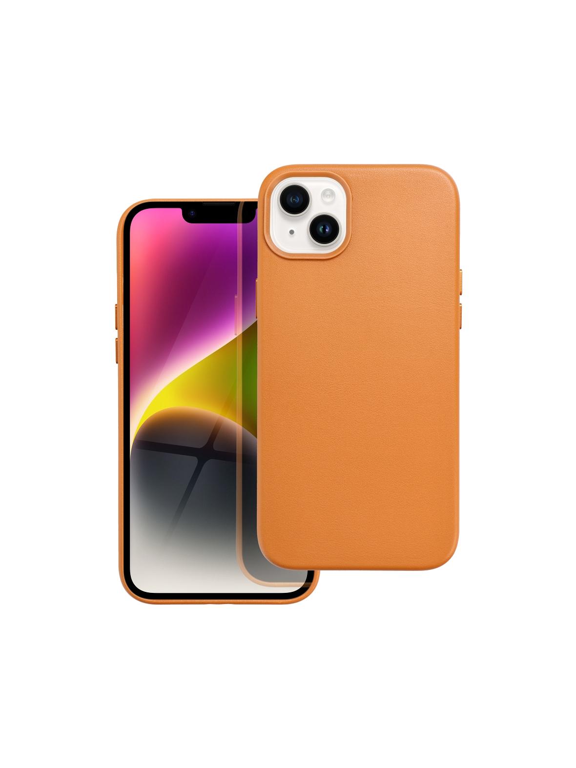 Futerał LEATHER MAG COVER kompatybilny z MagSafe do IPHONE 14 Plus pomarańczowy