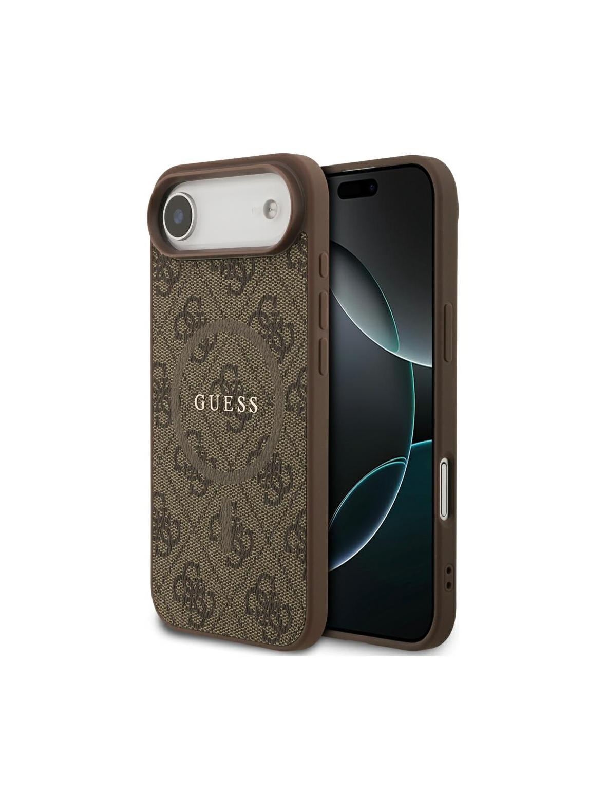 GUESS futerał do IPHONE 17 Air kompatybilny z MagSafe GUHMP17MG4GFRW (PU 4G Ring Classic Logo) brązowy