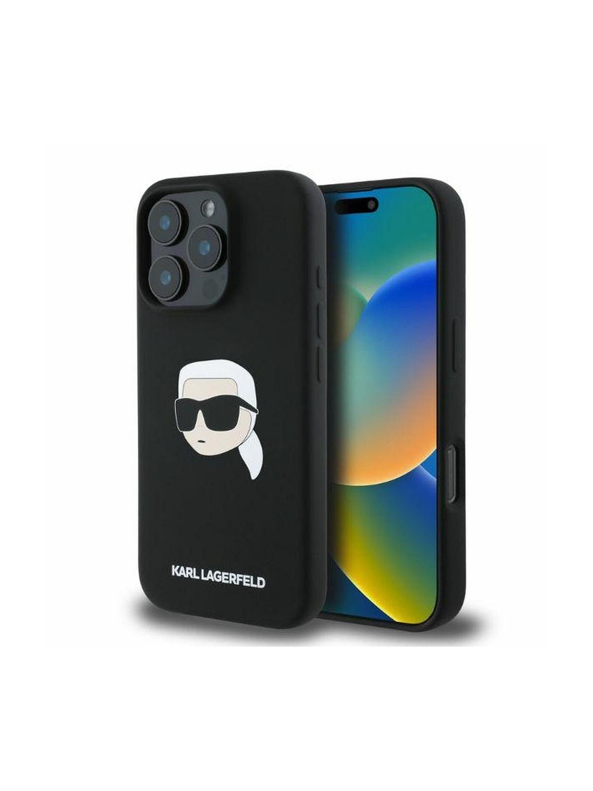 KARL LAGERFELD futerał do IPHONE 16 Pro Max kompatybilny z MagSafe KLHMP16XSKHPPLK (Sil KL Head Print) czarny