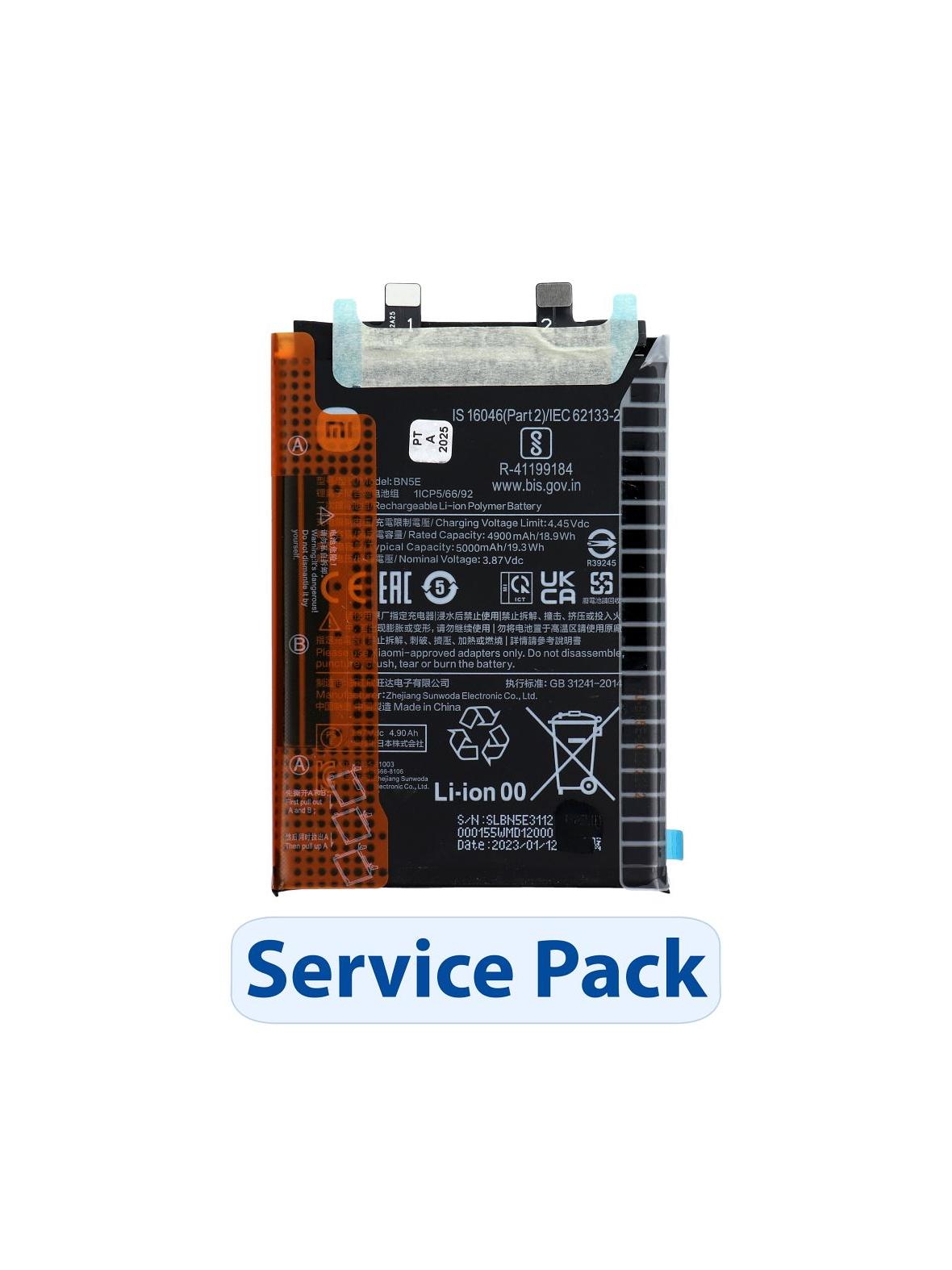 ServicePack Bateria BN5E do XIAOMI Redmi Note 12 Pro 4G / X4 Pro 5G / Note 11 Pro 5G
