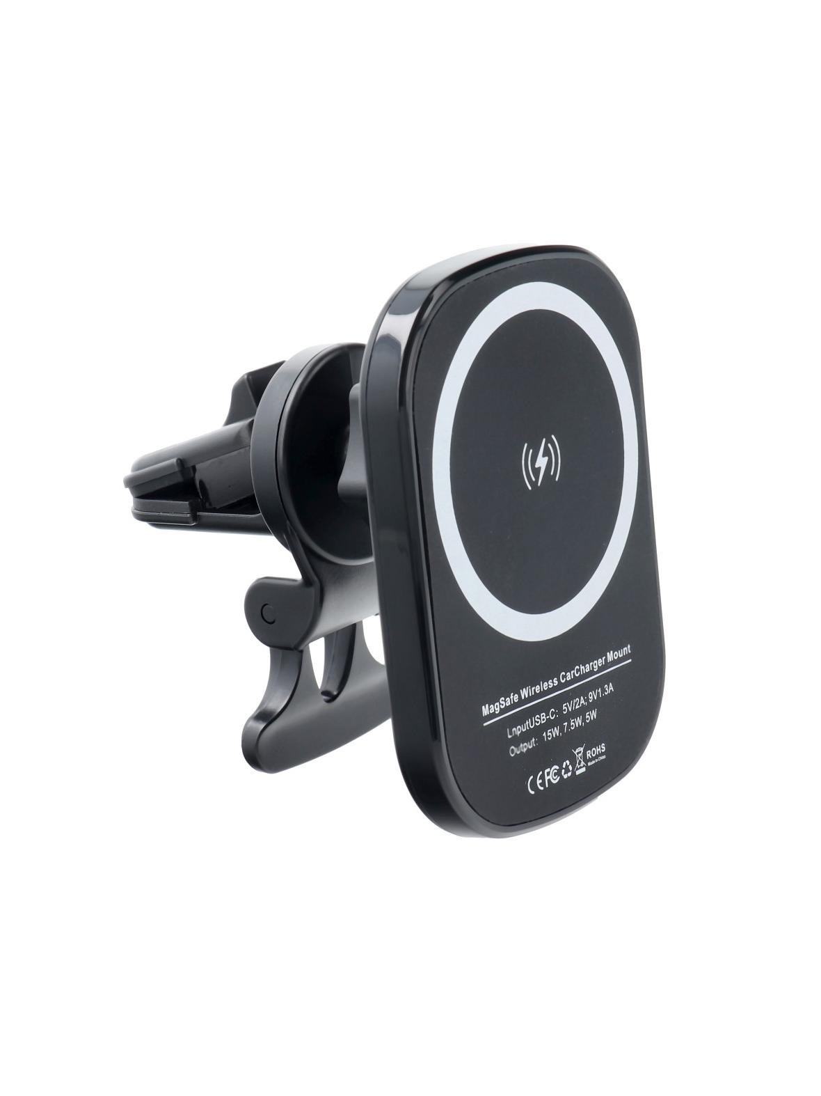 Uchwyt samochodowy magnetyczny do kratki z ładowaniem indukcyjnym kompatybilny z MagSafe 15W D10 czarny