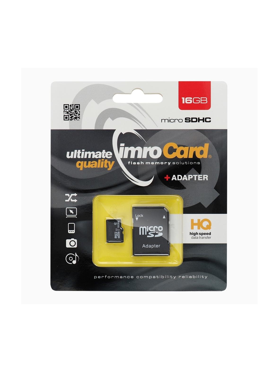 IMRO karta pamięci microSD 16GB 100MB/s class 10 UHS I z adapterem SD
