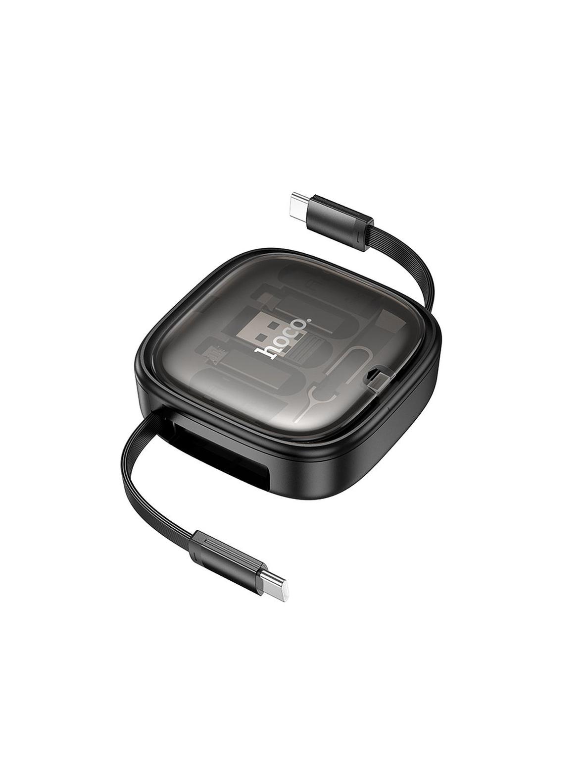 Kabel All-in-one Hoco PD 3A 60W 0,95 m zwijany w zestawie z wymiennymi końcówkami U140 czarny