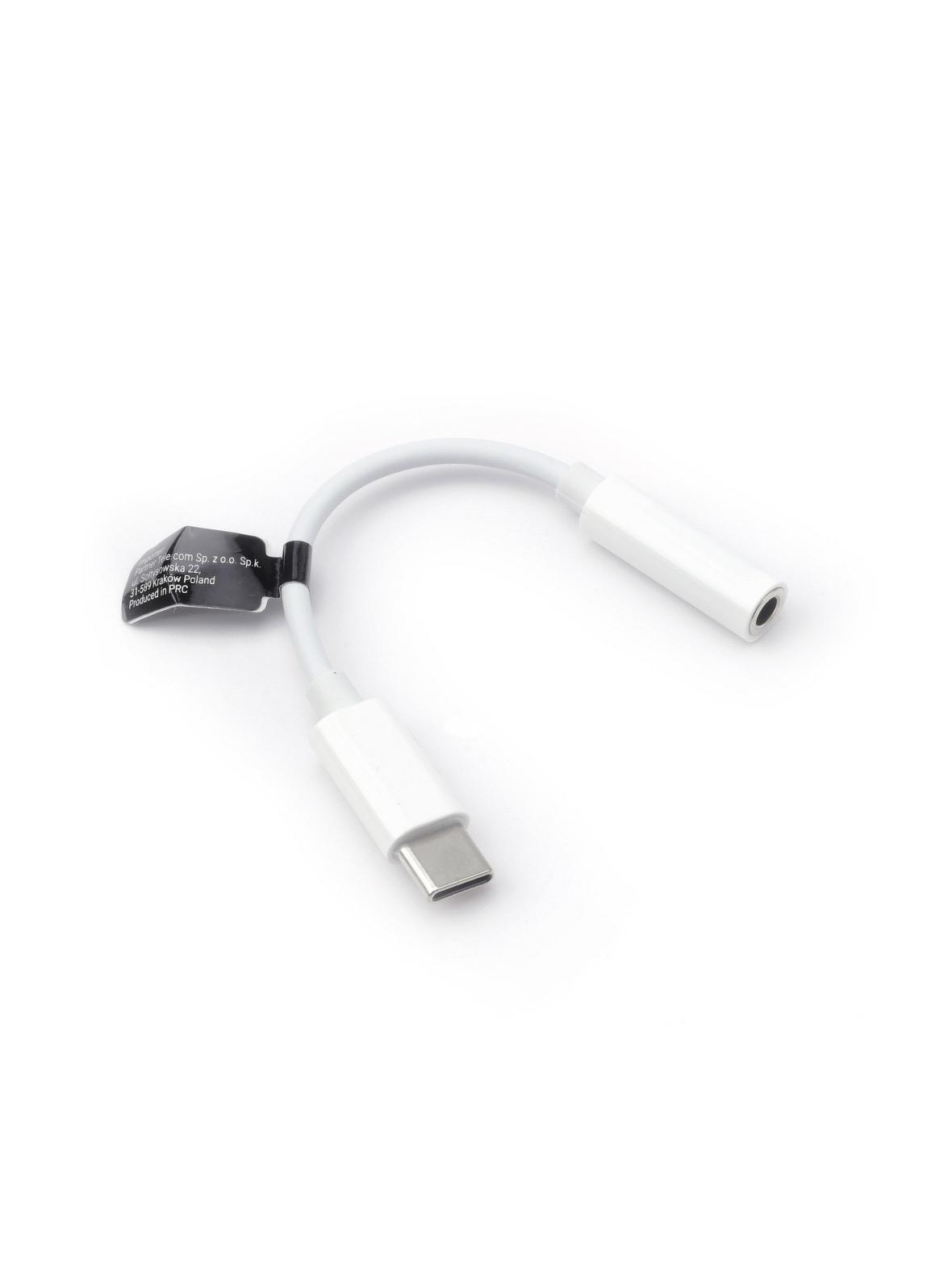 Adapter AUX Typ C (męski) do Jack 3,5 mm (żeński) BOX biały