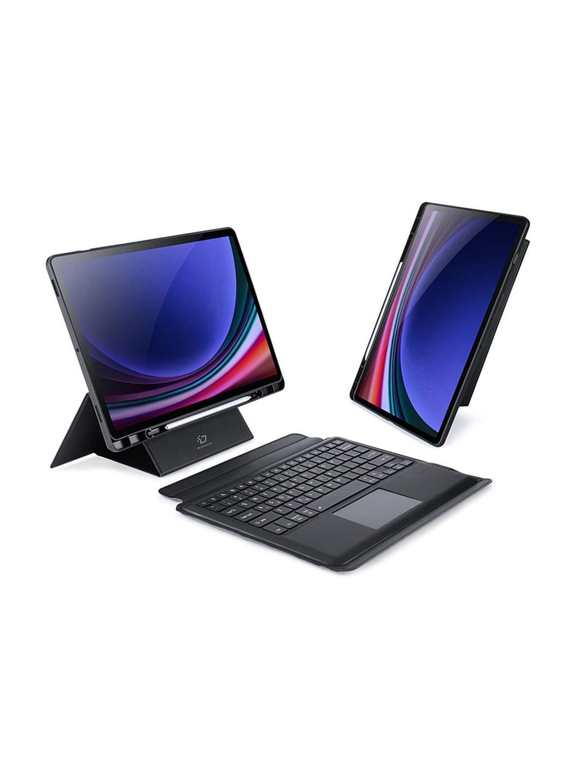 DUX DUCIS etui DK składane z podświetlaną klawiaturą bezprzewodową do SAMSUNG Tab S10 Plus/S9 Plus/S9 FE Plus czarne