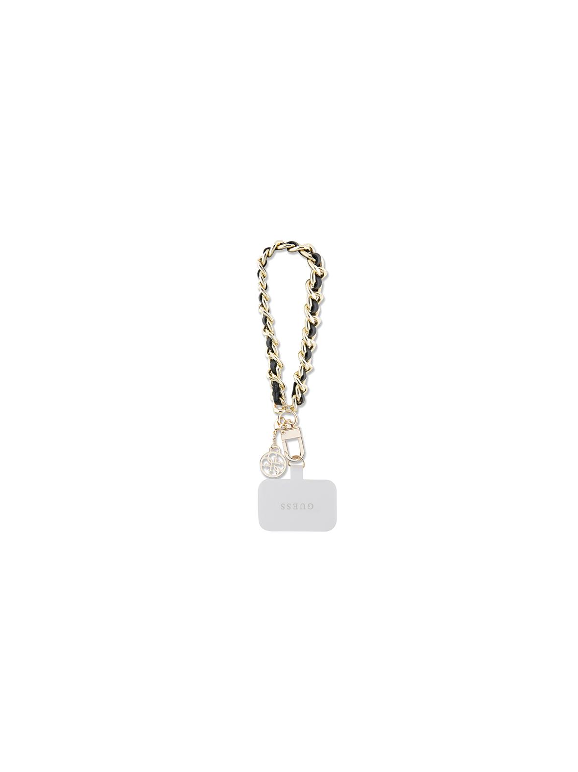 GUESS hand strap GUOUCHSAMC4K (Saffiano Chain Strap 4G Charm) czarny