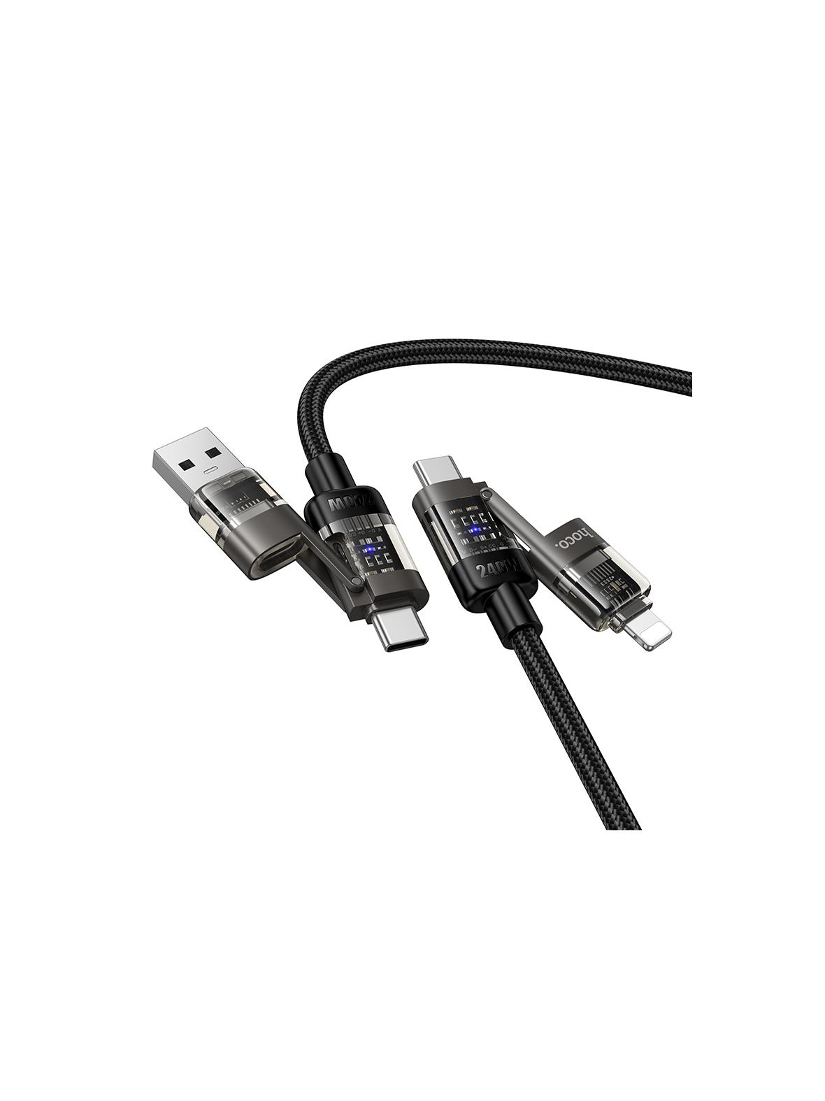 Kabel 4w1 USB A/C do USB C/Lightning Hoco 240W 1,2 m U151 czarny