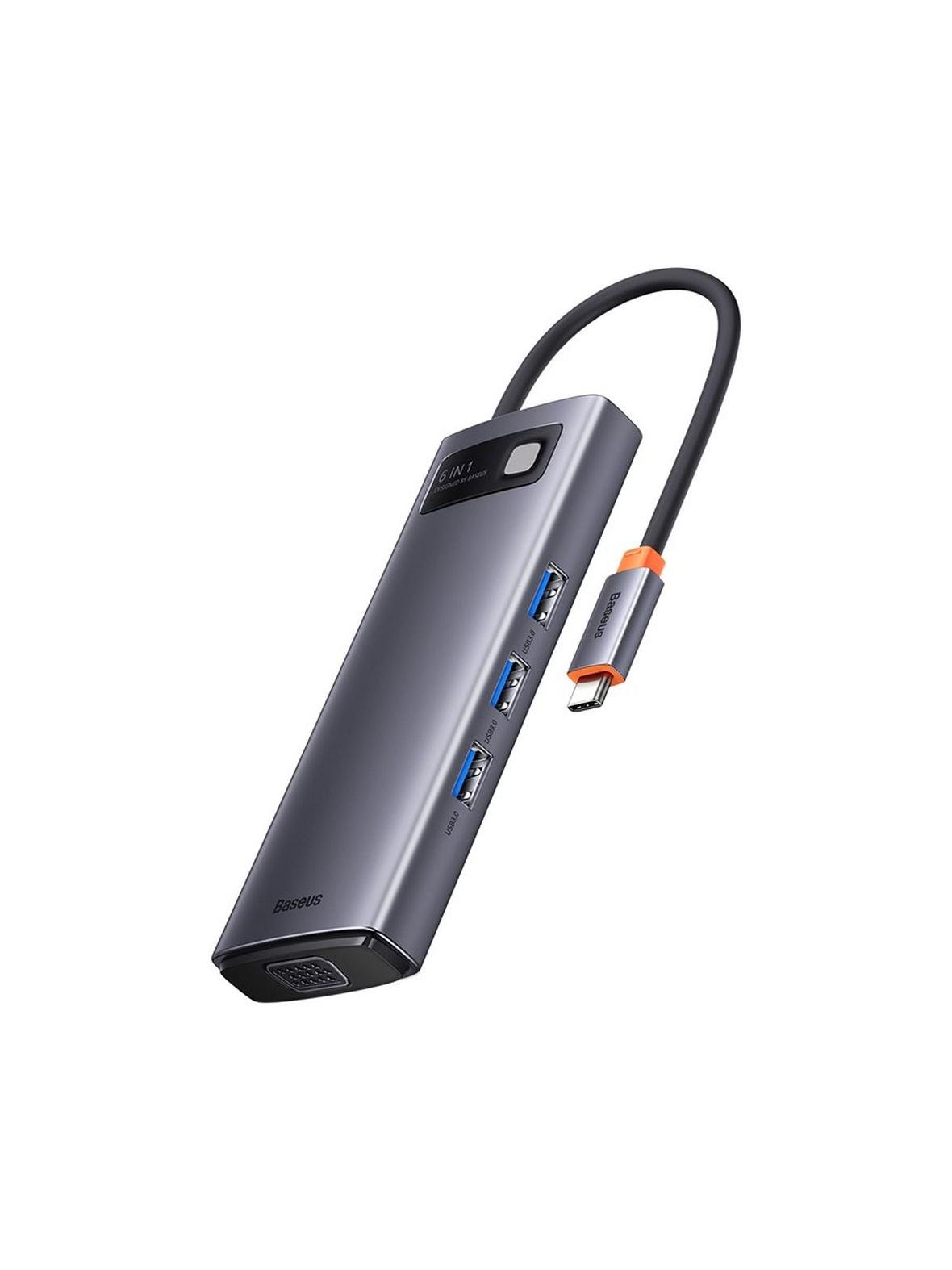 BASEUS adapter HUB 6w1 Typ C WKWG030013/BS-OH040 0,15 m szary
