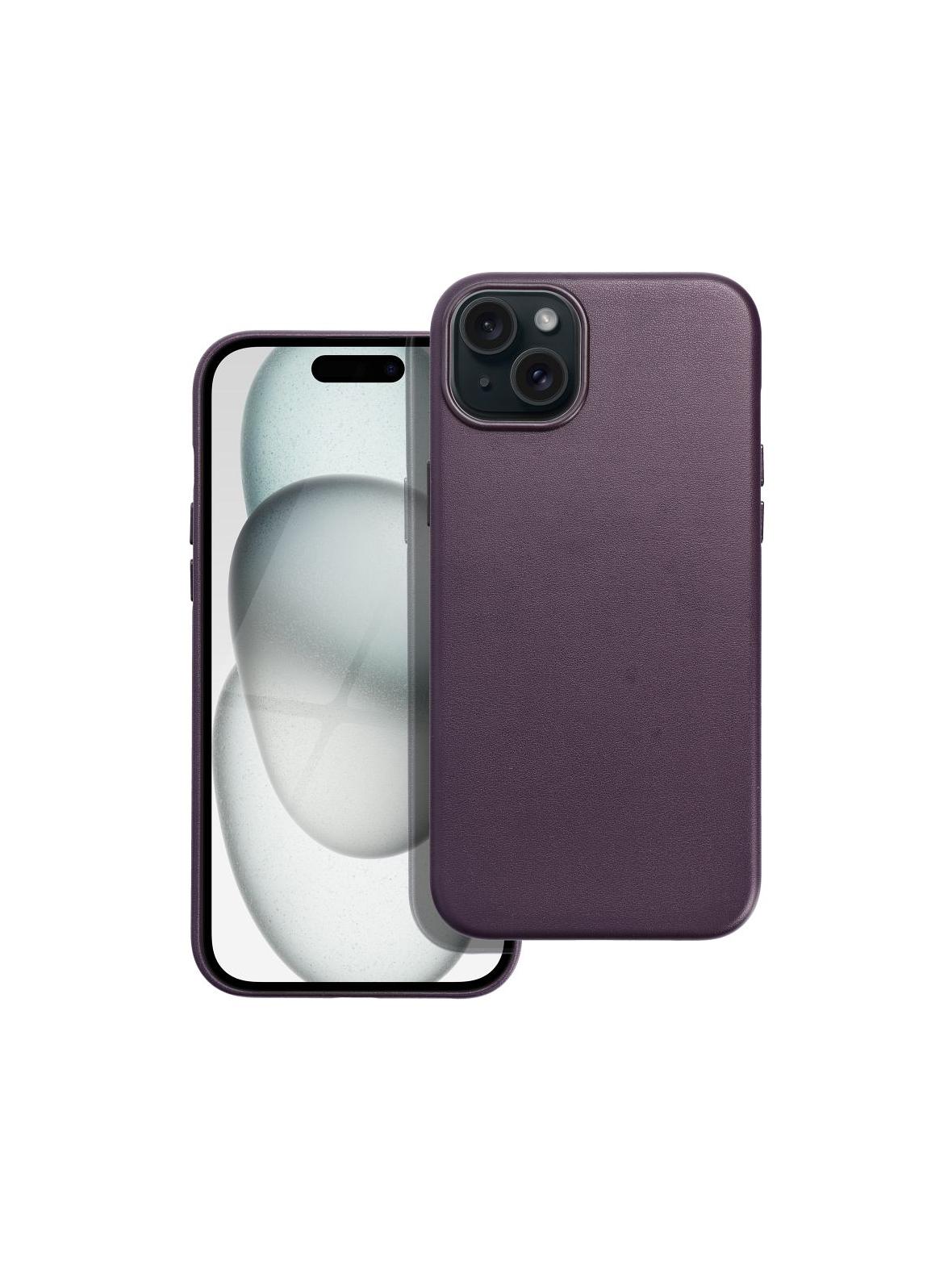 Futerał LEATHER MAG COVER kompatybilny z MagSafe do IPHONE 15 Plus ciemny fioletowy