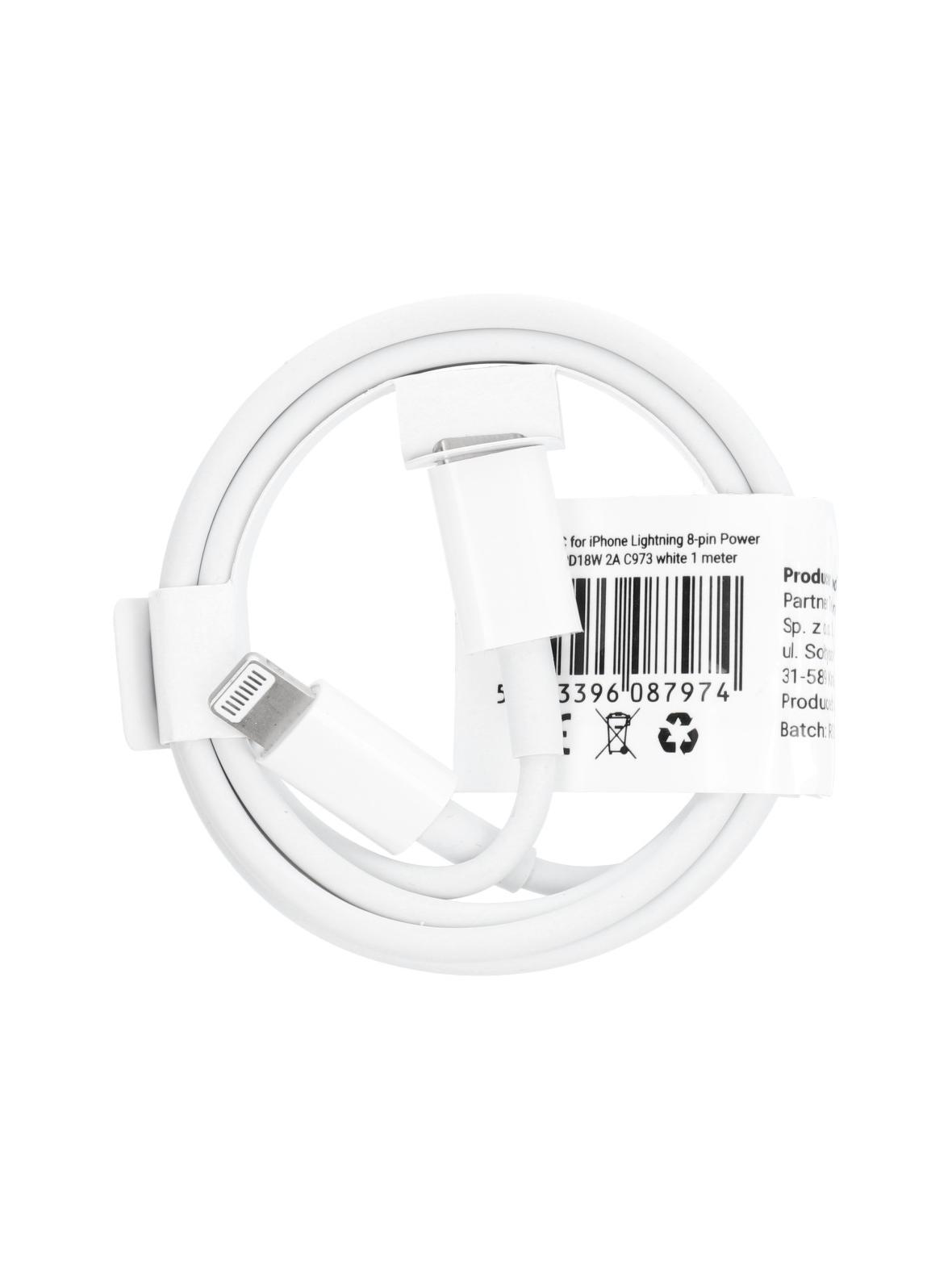 Kabel USB C do Lightning PD 2A 18W 1 m C973 biały