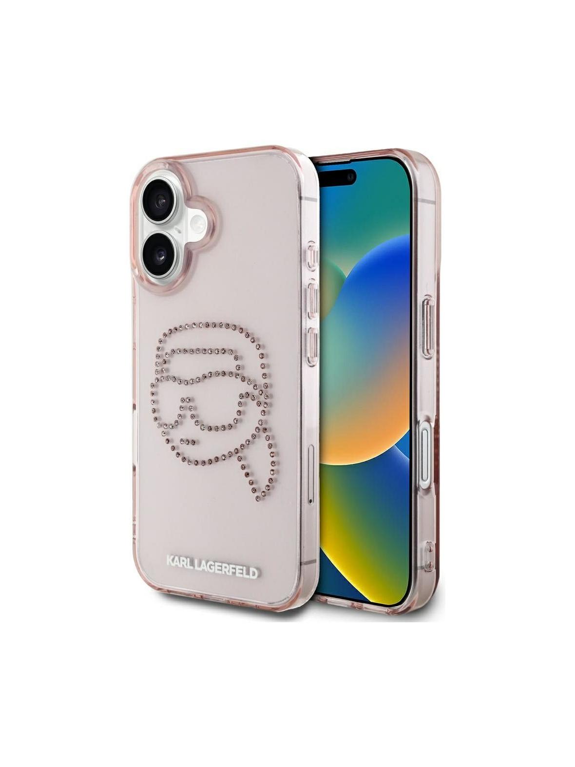 KARL LAGERFELD futerał do IPHONE 16 KLHCP16SHKHDCELP (IML Rhinestones S K Head) różowy