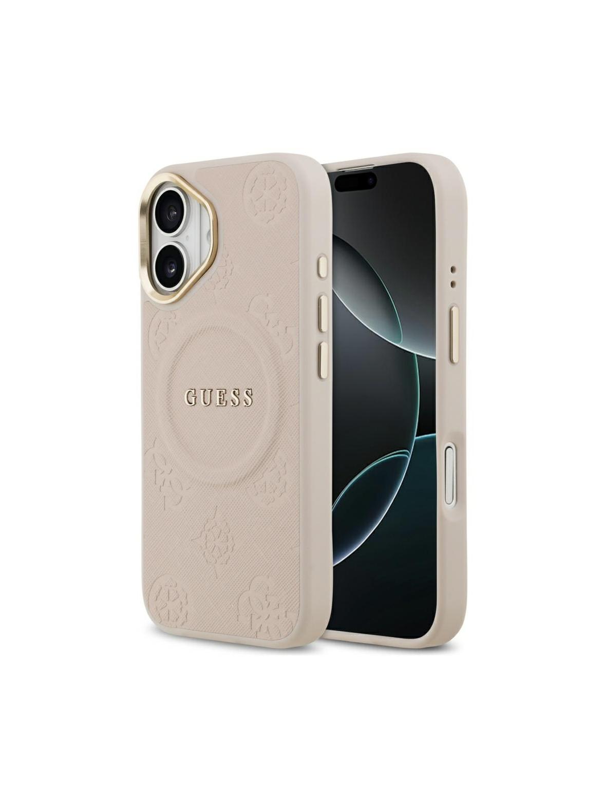 GUESS futerał do IPHONE 17 kompatybilny z MagSafe GUHMP17SPSAMSECP (PU W/ Peony Hot Stamp) różowy