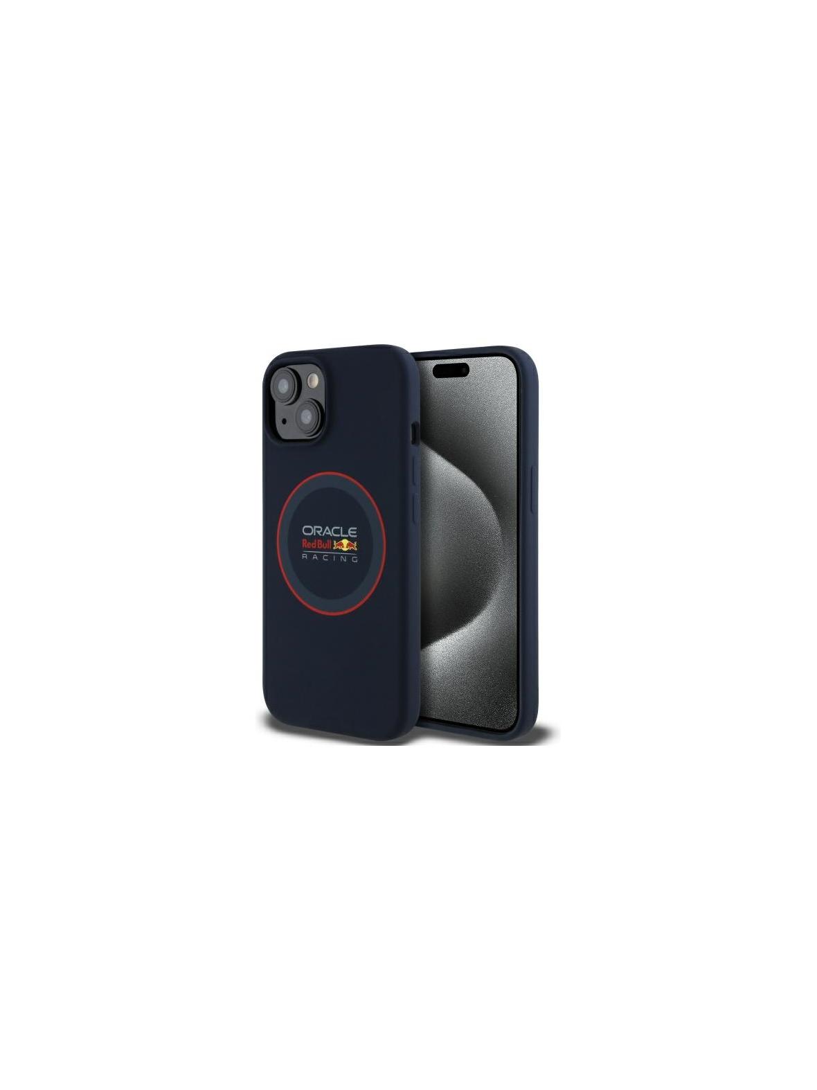 RED BULL futerał do IPHONE 15 kompatybilny z MagSafe RBHMP15S24SIILVR (Silicone red Ring) navy