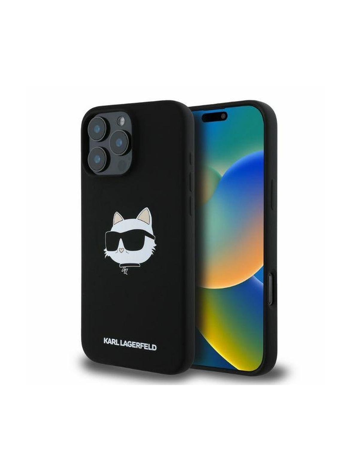 KARL LAGERFELD futerał do IPHONE 16 Pro Max kompatybilny z MagSafe KLHMP16XSCHPPLK (Sil Choupette Head Print) czarny