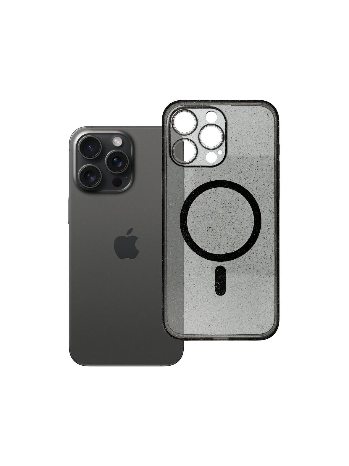 Futerał do iPhone 15 PRO MAX Clear Mag Cover zgodny z MagSafe (camera protection) czarny glitter