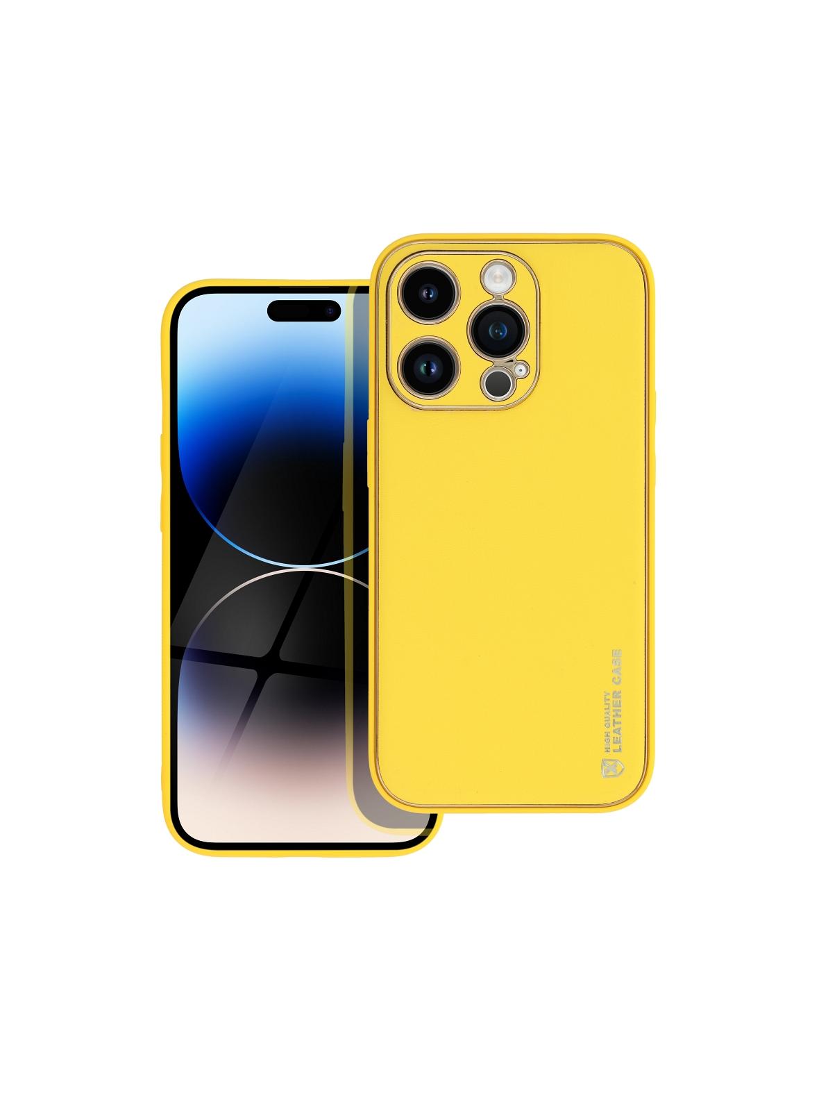 Futerał LEATHER CASE skórzany do IPHONE 14 Pro żółty