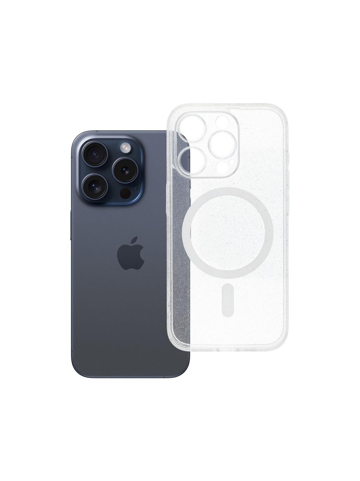 Futerał do iPhone 15 PRO Clear Mag Cover (STR / CAMERA PROTECTION) zgodny z MagSafe  transparentny glitter