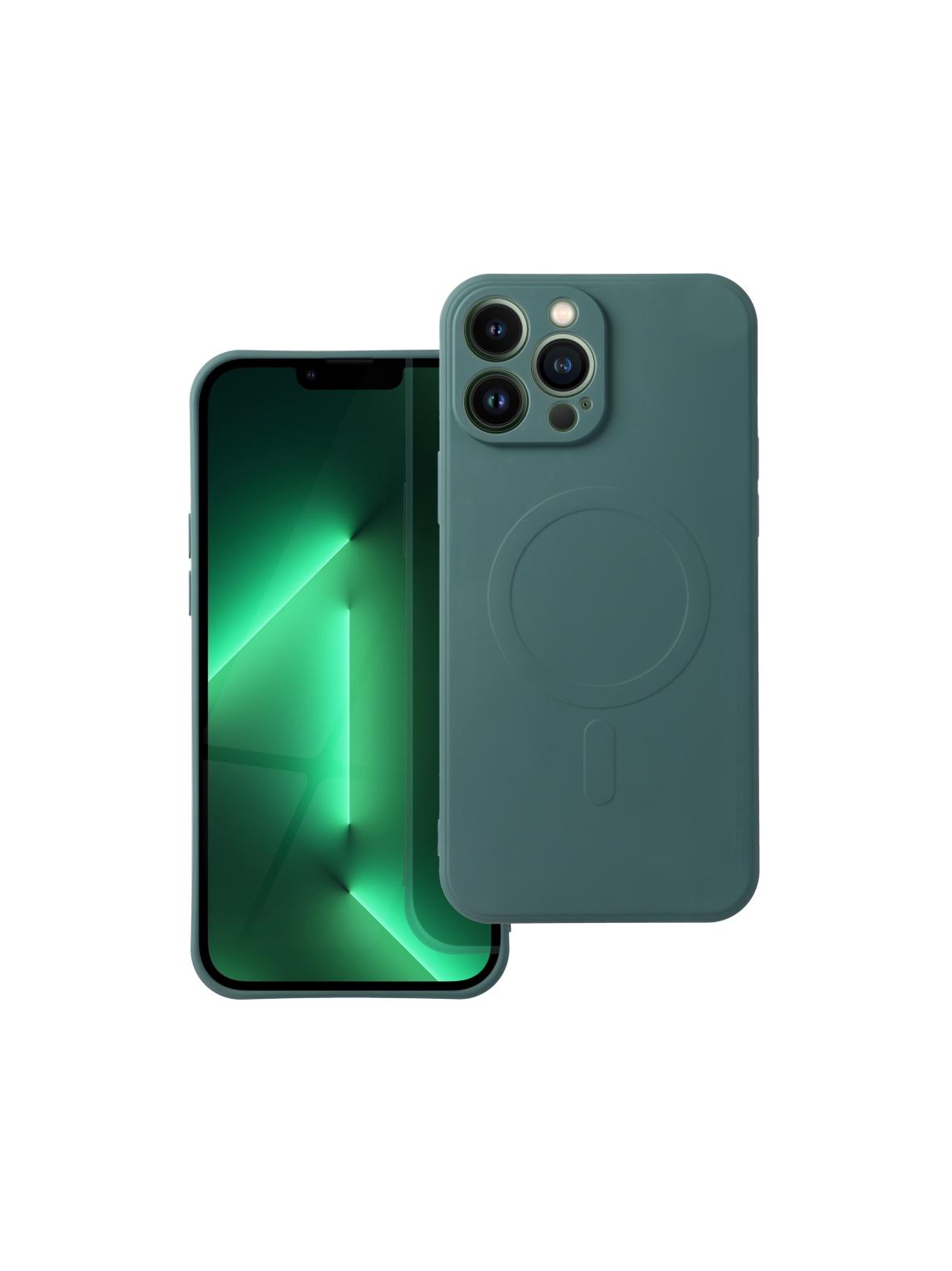 Futerał SILICONE MAG COVER kompatybilny z MagSafe do IPHONE 13 Pro ciemny zielony