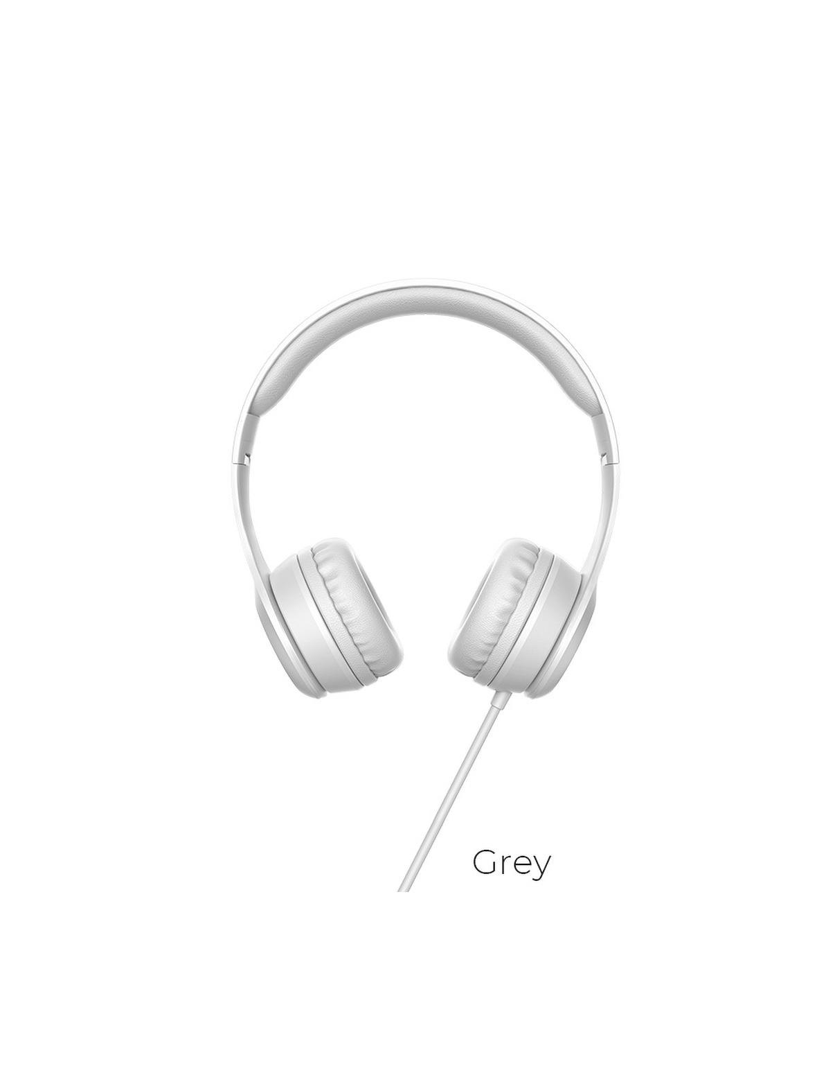 Słuchawki przewodowe nauszne Jack 3,5 mm Hoco W21 szare