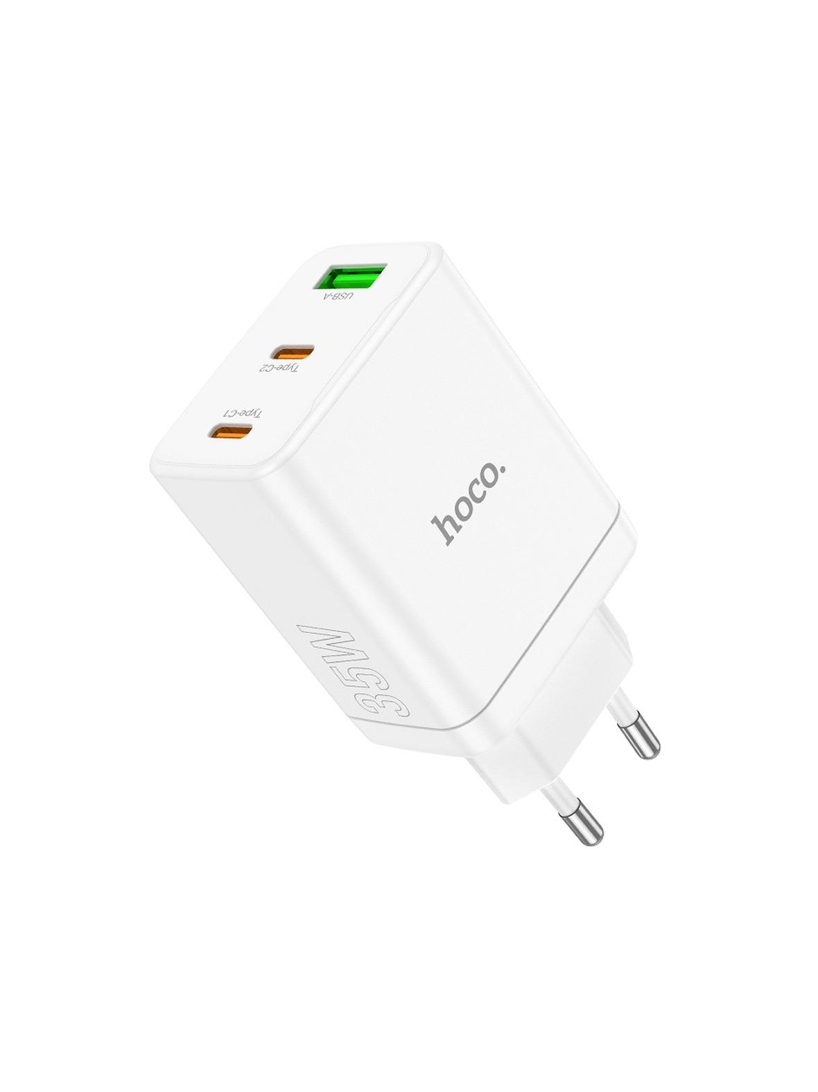 Ładowarka sieciowa do telefonu Hoco 2 x USB C + USB A QC3.0 PD 3A 35W N33 biała